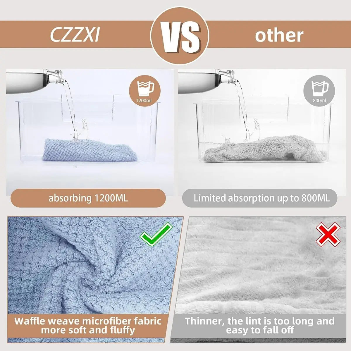 Solid Color Hair Towel Textured Dry Hair Cap 9.8 "X 25.5" Absorbent Hair Towel Wrap for Button-Down Women